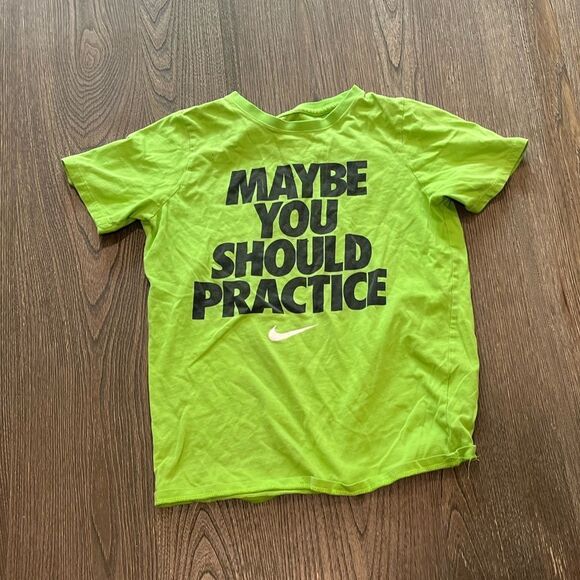 Nike Kids Lime Green Athletic Cut Short Sleeve Graphic T-Shirt Size M - Picture 1 of 4